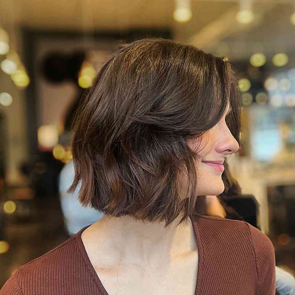 Budget-friendly side part haircut for short hairstyles for women for thick hair