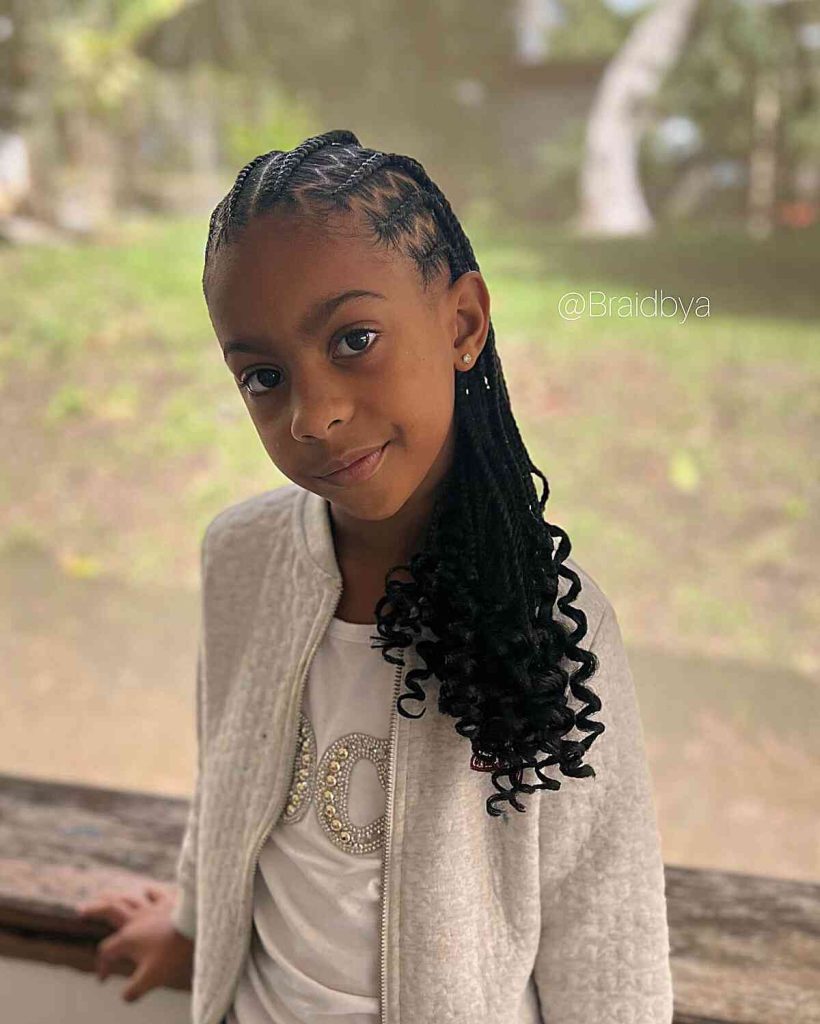 Polished curly braids hairstyles for kids black girl