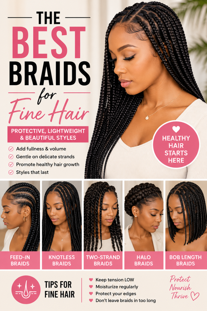Amazing low maintenance braids for thin hair