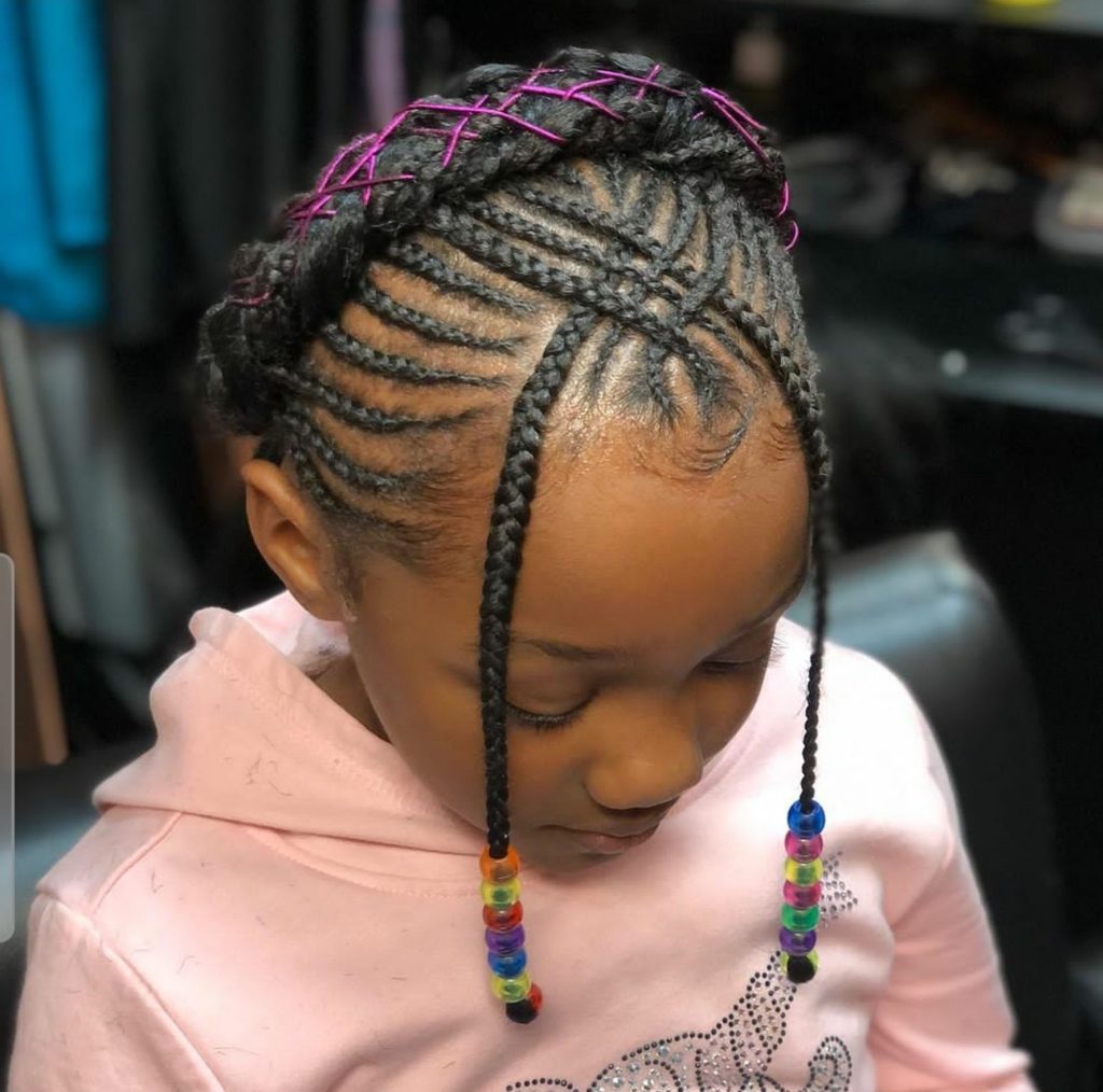 Polished black hairstyles for kids braids for curly hair