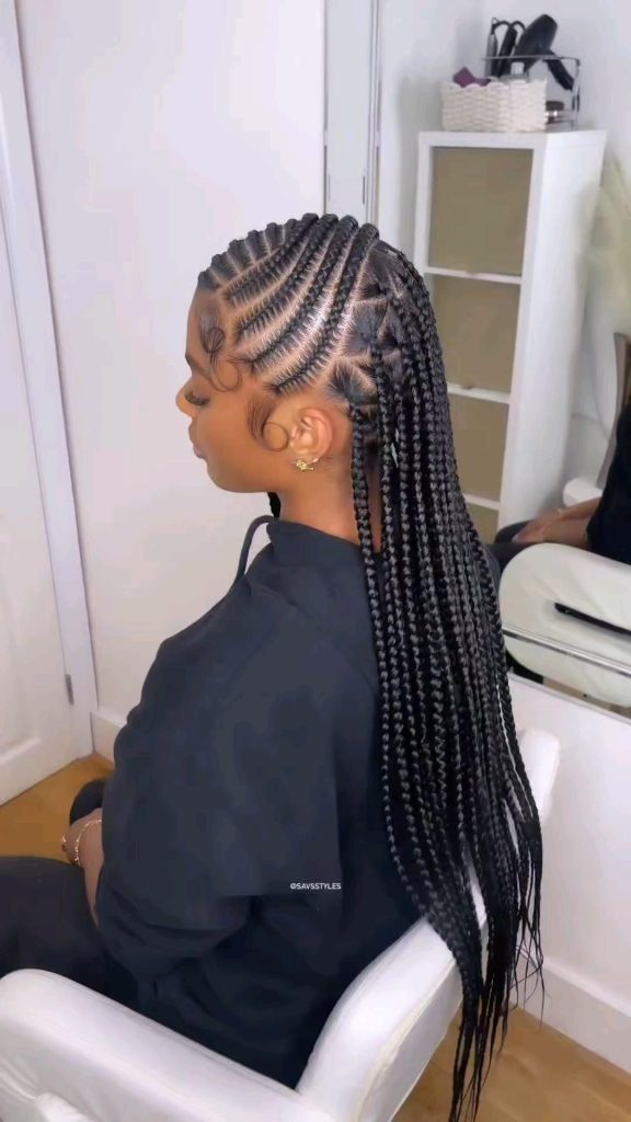 Charming box braids for round face