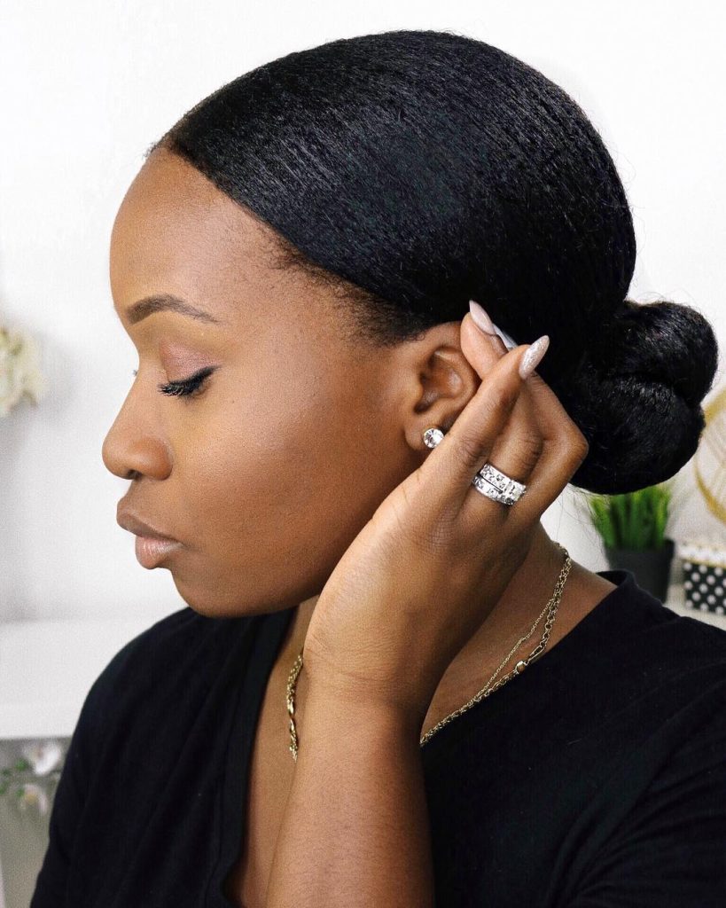 Relaxed black hairstyles for natural hair female for wedding
