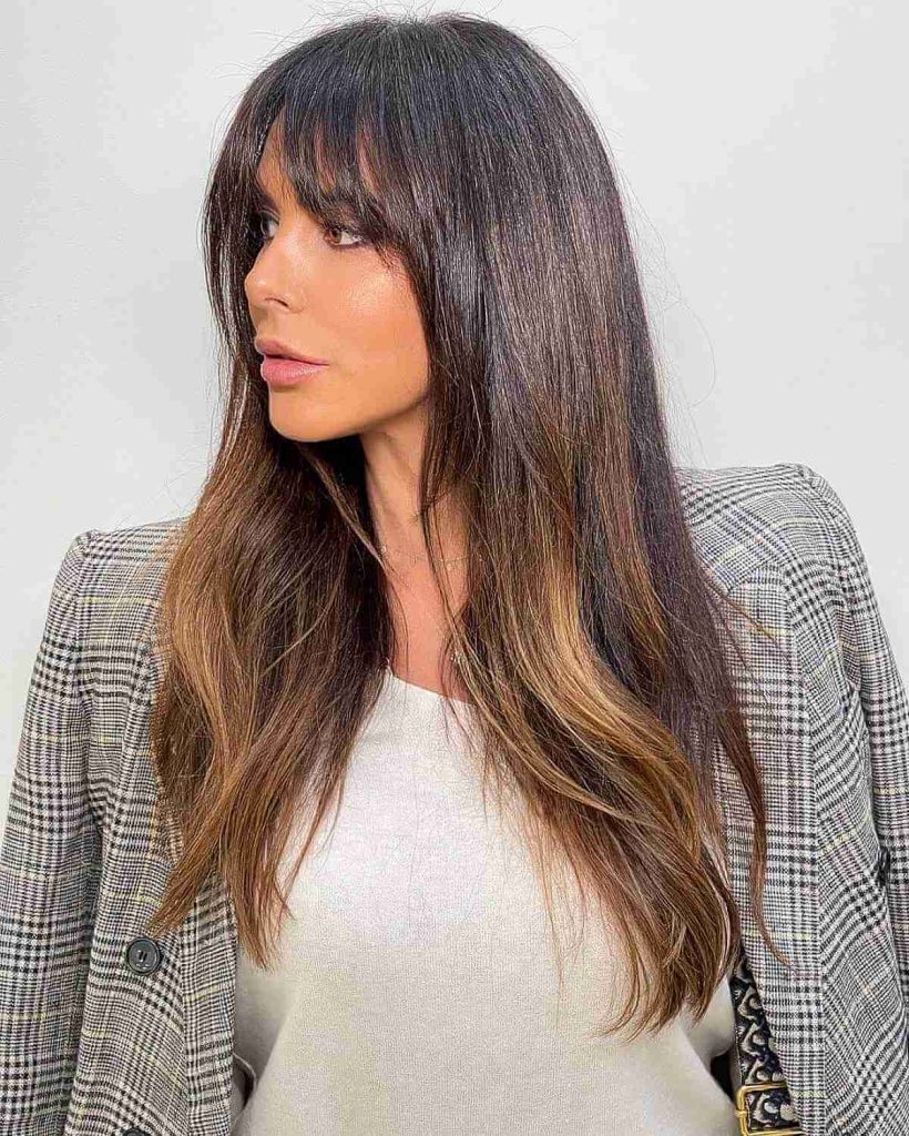 Seasonal long hairstyles for straight hair with bangs